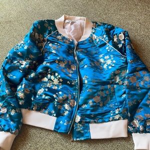 Flowered bomber jacket
